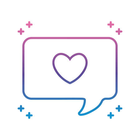 speech bubble with heart icon over white background, gradient line style, vector illustrationのイラスト素材