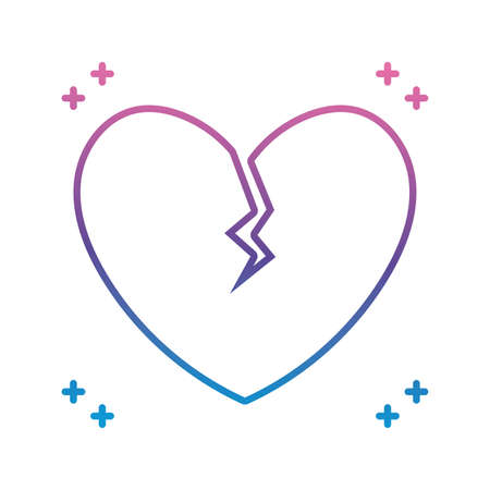 heart broken icon over white background, gradient line style, vector illustrationのイラスト素材