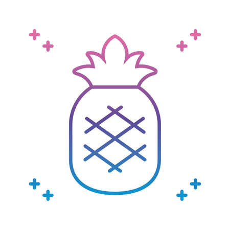 pineapple fruit icon over white background, gradient line style, vector illustrationのイラスト素材