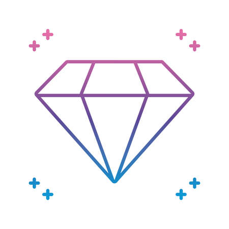 diamond icon over white background, flat style, vector illustrationのイラスト素材