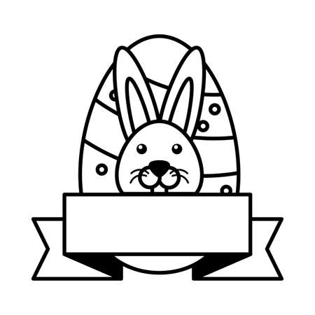 easter rabbit with eggs on white background vector illustration designのイラスト素材