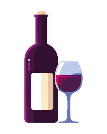 bottle and glass of wine on white background vector illustration designのイラスト素材