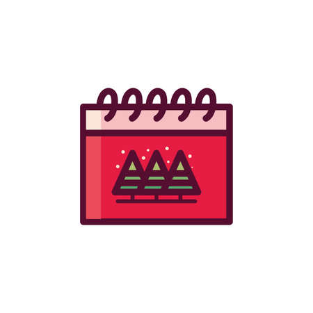 Pine trees calendar design, Merry chritmas winter season decoration card invitation celebration and holiday theme Vector illustrationのイラスト素材