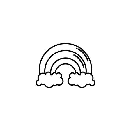 rainbow with clouds, flat style icon vector illustration designのイラスト素材