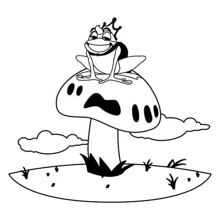 toad prince in garden fairytale character vector illustration designのイラスト素材