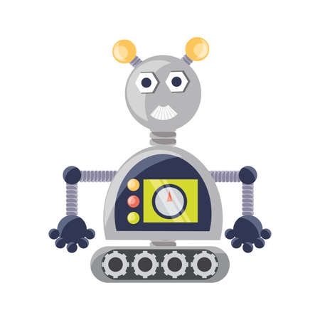 cartoon robot icon over white background colorful design vector illustrationのイラスト素材