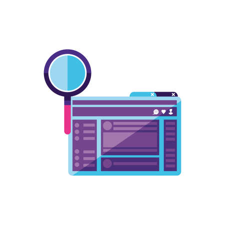 webpage template with magnifying glass vector illustration designのイラスト素材