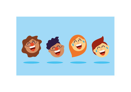 funny faces of children, fools day vector illustration design