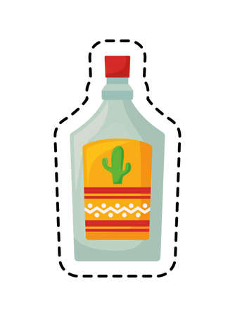 patch of tequila bottle drink isolated icon vector illustration designのイラスト素材