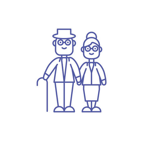 Grandfather and grandmother design, Family relationship generation lifestyle person character friendship and portrait theme Vector illustrationのイラスト素材
