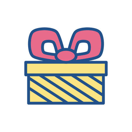 gift box with pink bow over white background, line style icon, vector illustrationのイラスト素材