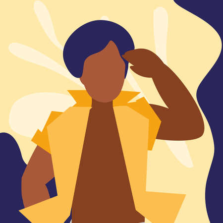 black tropical musician character vector illustration designのイラスト素材