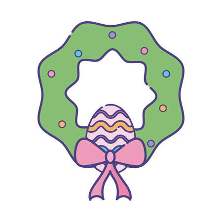 Happy easter egg crown flat style icon design, Spring decoration holiday greeting ornament celebration festive season tradition and festival theme Vector illustrationのイラスト素材