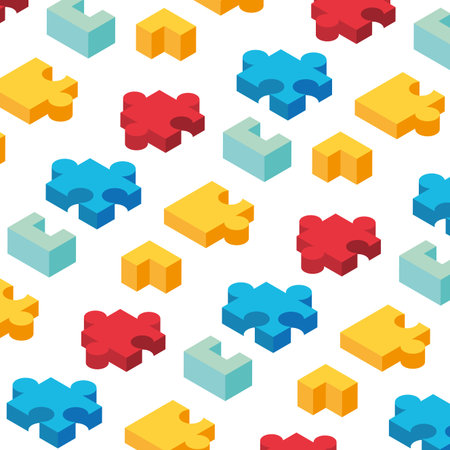 pattern of colorful puzzle pieces on white background vector illustration design