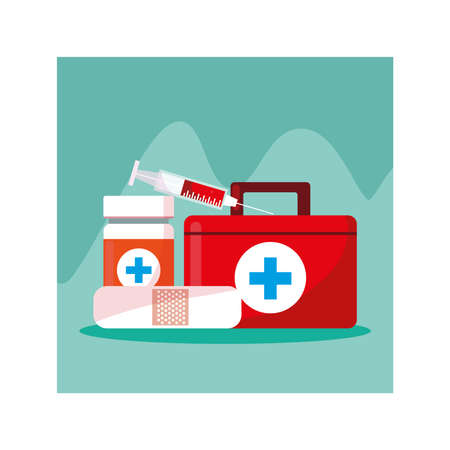 first aid kit medical, health day vector illustration designのイラスト素材