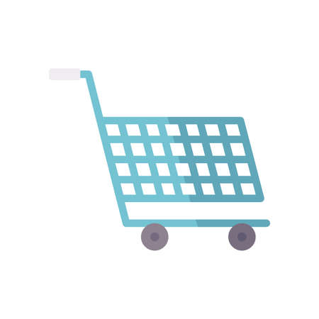 shopping cart icon over white background, flat style, vector illustrationのイラスト素材