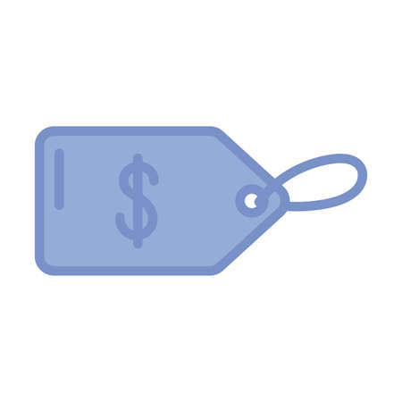 price tag icon over white background, blue outline style, vector illustrationのイラスト素材