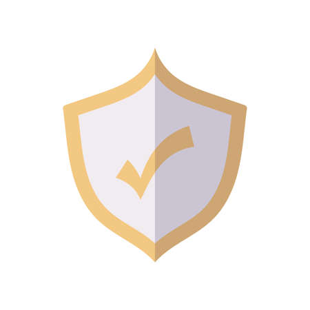 shield with check symbol over white background, flat style, vector illustrationのイラスト素材