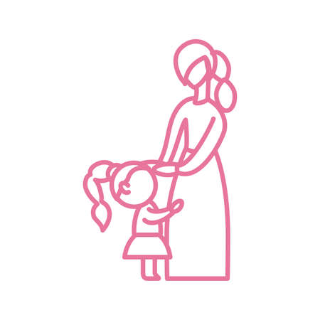 woman with daughter, line style icon vector illustration designのイラスト素材