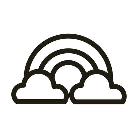 rainbow with clouds, line style icon vector illustration designのイラスト素材