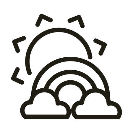 rainbow with sun, line style icon vector illustration designのイラスト素材