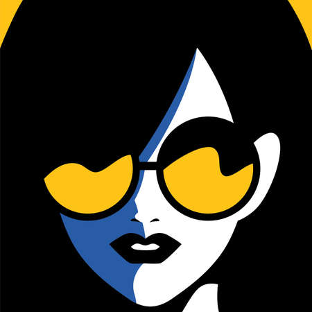 portrait of abstract young woman with sunglasses vector illustration designのイラスト素材