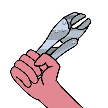 hand with adjustable spanner construction tools vector illustration designのイラスト素材
