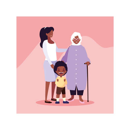grandmother, woman and children standing vector illustration designのイラスト素材