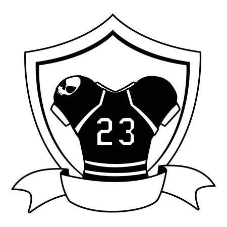 american football jersey on shield vector illustration designのイラスト素材