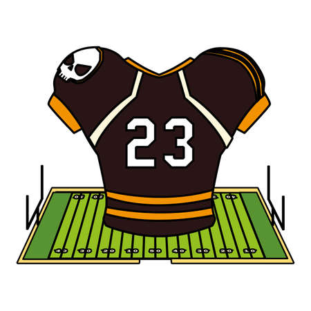 american football jersey, t-shirt sport on stadium grass vector illustration designのイラスト素材