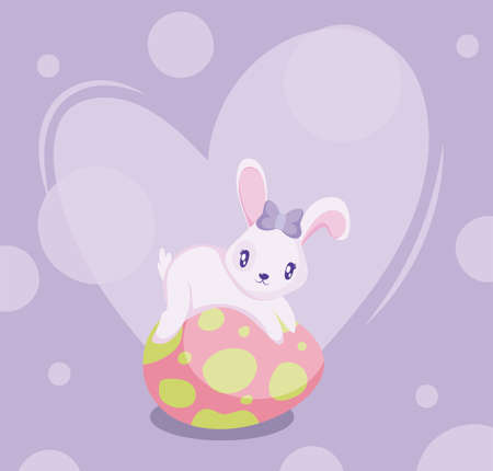 Happy easter rabbit with egg design, Spring decoration holiday greeting ornament celebration festive season tradition and festival theme Vector illustrationのイラスト素材