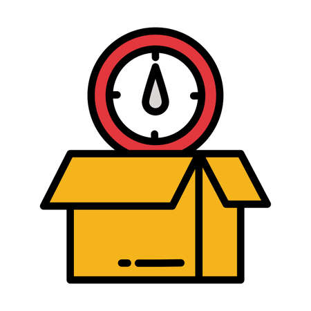 cardboard box with watch on white background vector illustration designのイラスト素材