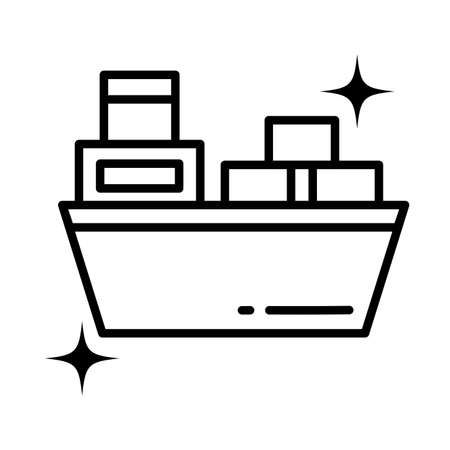 cargo ship maritume transport , line style icon vector illustration designのイラスト素材