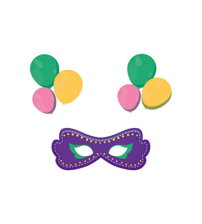 Mardi gras mask and balloons design, Party carnival decoration celebration festival holiday fun new orleans and traditional theme Vector illustrationのイラスト素材