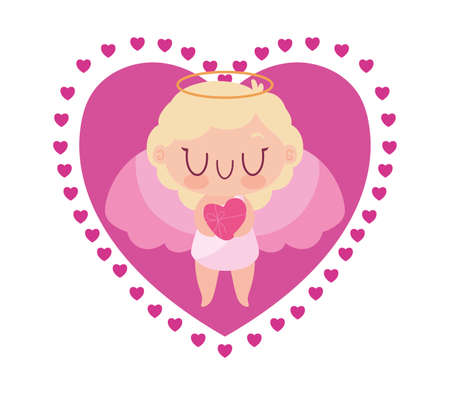 Girl cupid cartoon design of love passion romantic valentines day wedding decoration and marriage theme Vector illustrationのイラスト素材