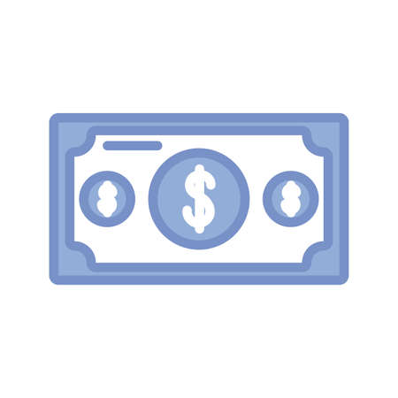 money bill icon over white background, blue outline style, vector illustrationのイラスト素材