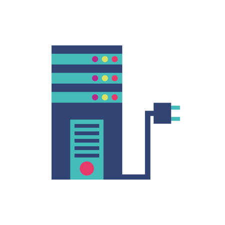 Web hosting and plug design, Data center base security system hardware technology protection and archive Vector illustrationのイラスト素材