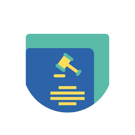 Hammer law and document design, Justice legal judgment judical authority freedom veridict attorney and crime theme Vector illustrationのイラスト素材