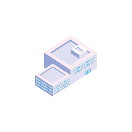 Isometric white building design, City architecture urban modern downtown contemporary metropolis exterior and construction theme Vector illustrationのイラスト素材