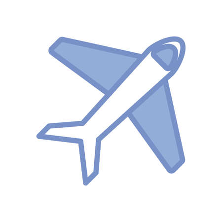 airplane icon over white background, blue outline style, vector illustrationのイラスト素材