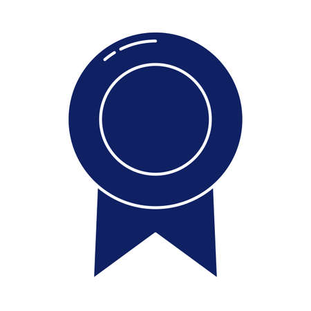 badge with ribbon, silhouette style icon vector illustration designのイラスト素材