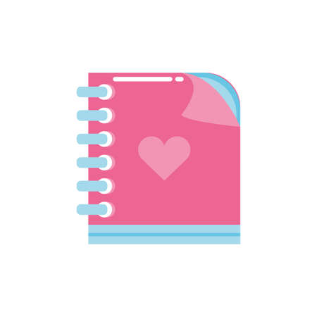 Notebook and heart design of love passion romantic valentines day wedding decoration and marriage theme Vector illustrationのイラスト素材