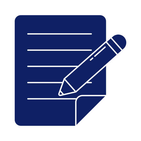 sheet of paper with pen, silhouette style icon vector illustration designのイラスト素材