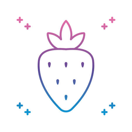 strawberry fruit icon over white background, gradient line style, vector illustrationのイラスト素材