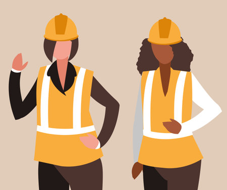 female industrial workers characters vector illustration design