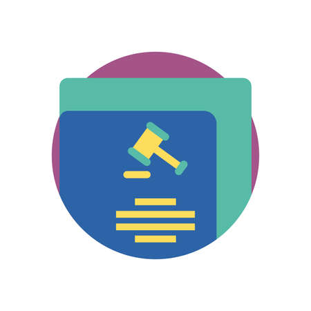Hammer law and document design, Justice legal judgment judical authority freedom veridict attorney and crime theme Vector illustrationのイラスト素材