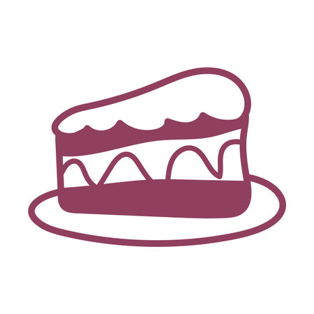portion of birthday cake on white background, line style icon vector illustration design