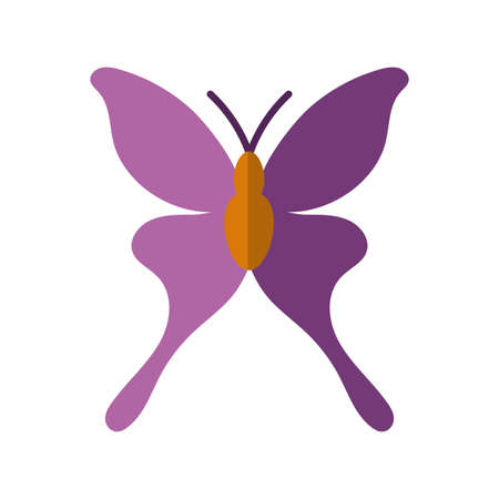 butterfly icon over white background, flat style, vector illustrationのイラスト素材