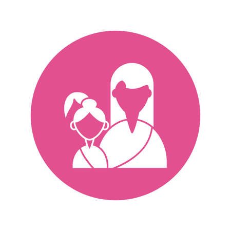 woman with daughter, silhouette style icon vector illustration designのイラスト素材