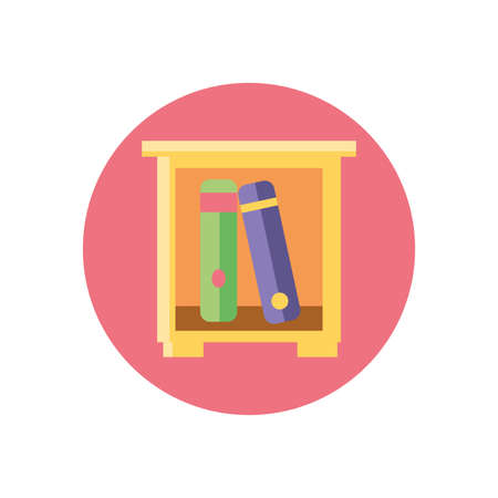drawer with books icon over white background, colorful block style, vector illustrationのイラスト素材